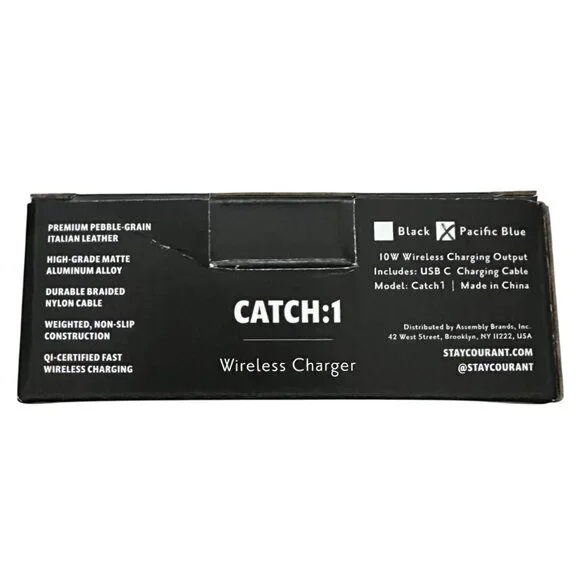 Courant Catch 1 Wireless Charger Pacific Blue Premium Pebble Italian Leather